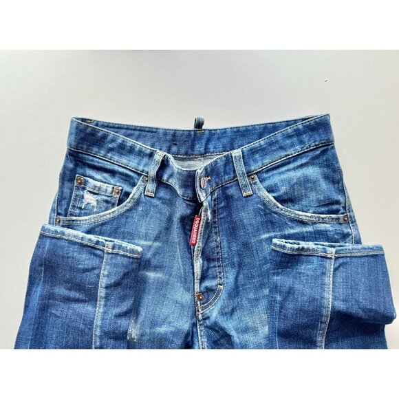 DSQUARED2 Sexy Twist Blue Mid Rise Twisted Seam Skinny Jeans, Size 44 W31 - Picture 11 of 16